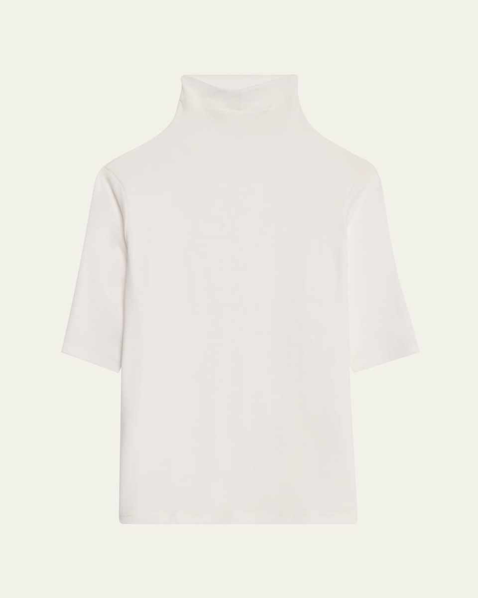 Elbow-Sleeve Turtleneck Top